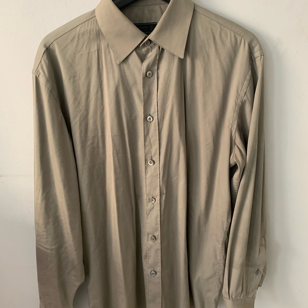 prada olive green button down